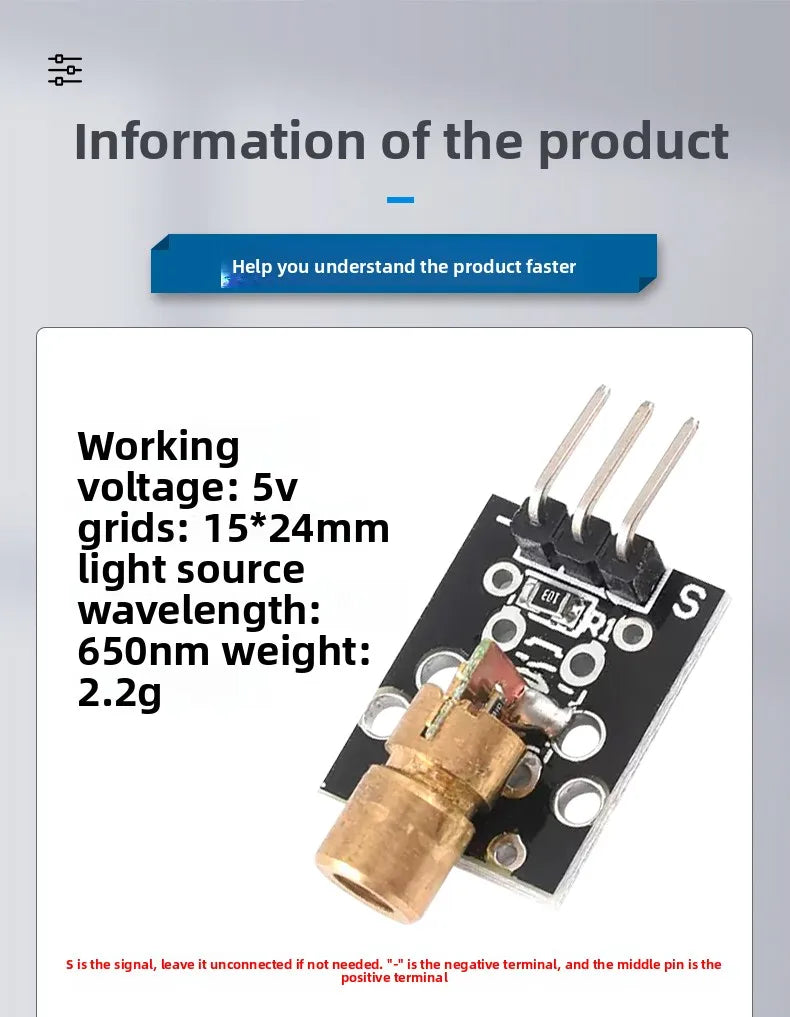 10 Pcs KY-008 Laser Head Sensor Module 5V 650NM Dot Laser 6mm 15x24mm 2.2g - Power Supply Ready
