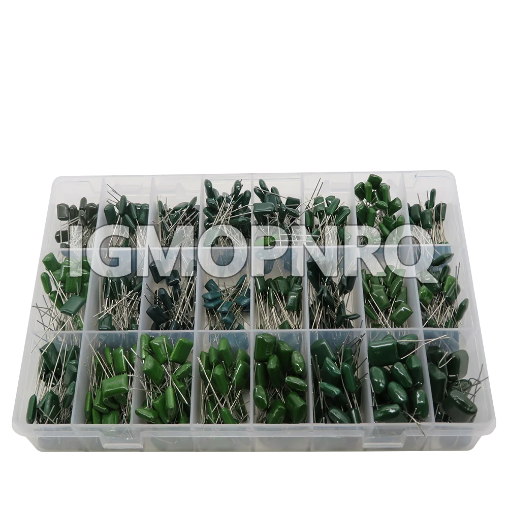 660PCS/lot 24Value Capacitor Kit 100V 2A221J To 2A474J Polyester Film Capacitor Assorted Kit 0.47nF 0.68nF 1nF 2.2nF Capacitors