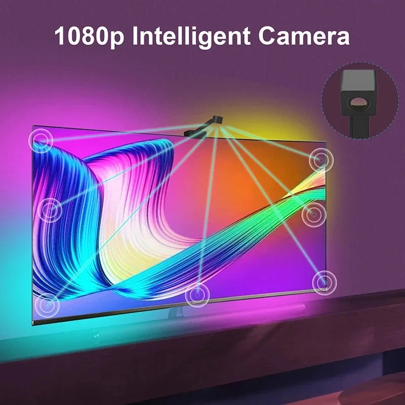 3.8M 5M 5V Usb Rgbic Led Ambilight For Tv With Ar Color Gamut Sensor Tv Adaptive Backlight Rgb Tv Sync Light Strip App Control