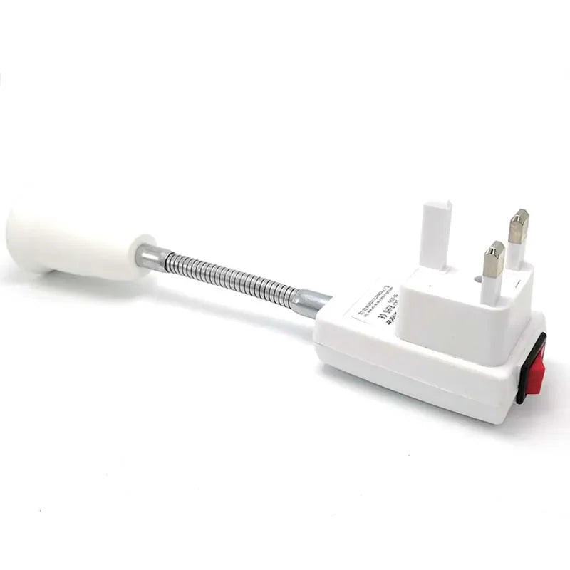 2PCS Flexible Tube E27 to EU UK US Plug Lamp Holder Converter Australia Rotary LED Light Base Bulb Socket With Switch