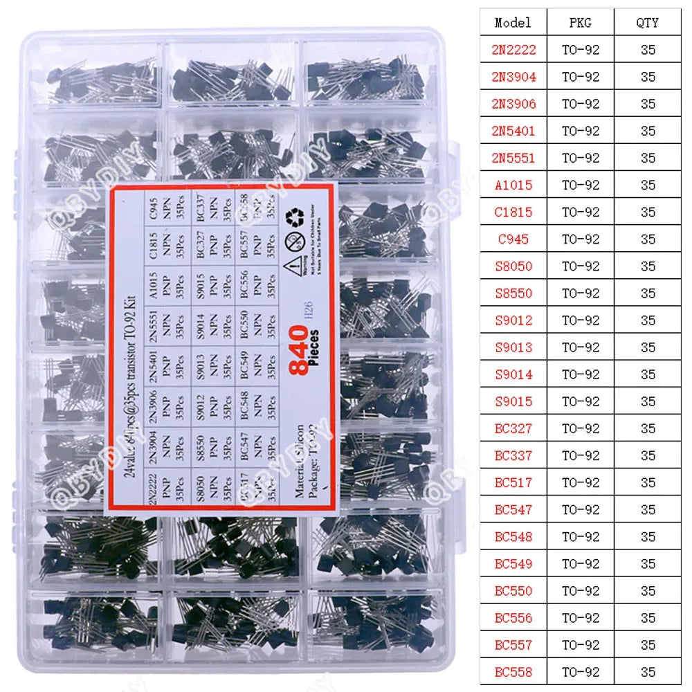 TO92 TO126 TO220 DIP Triode PNP NPN Field-Effect Transistor Assorted Kit Mosfet Thyristor mixed set