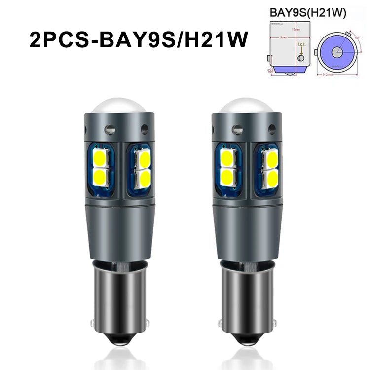 Nlpearl 2x Signal Lamp BA9S T4W  Led Bulb BAX9S BAY9S H21W H6W LED 12V Car Led Bulb Canbus 3030 Chips Interior Light Dome Lamp