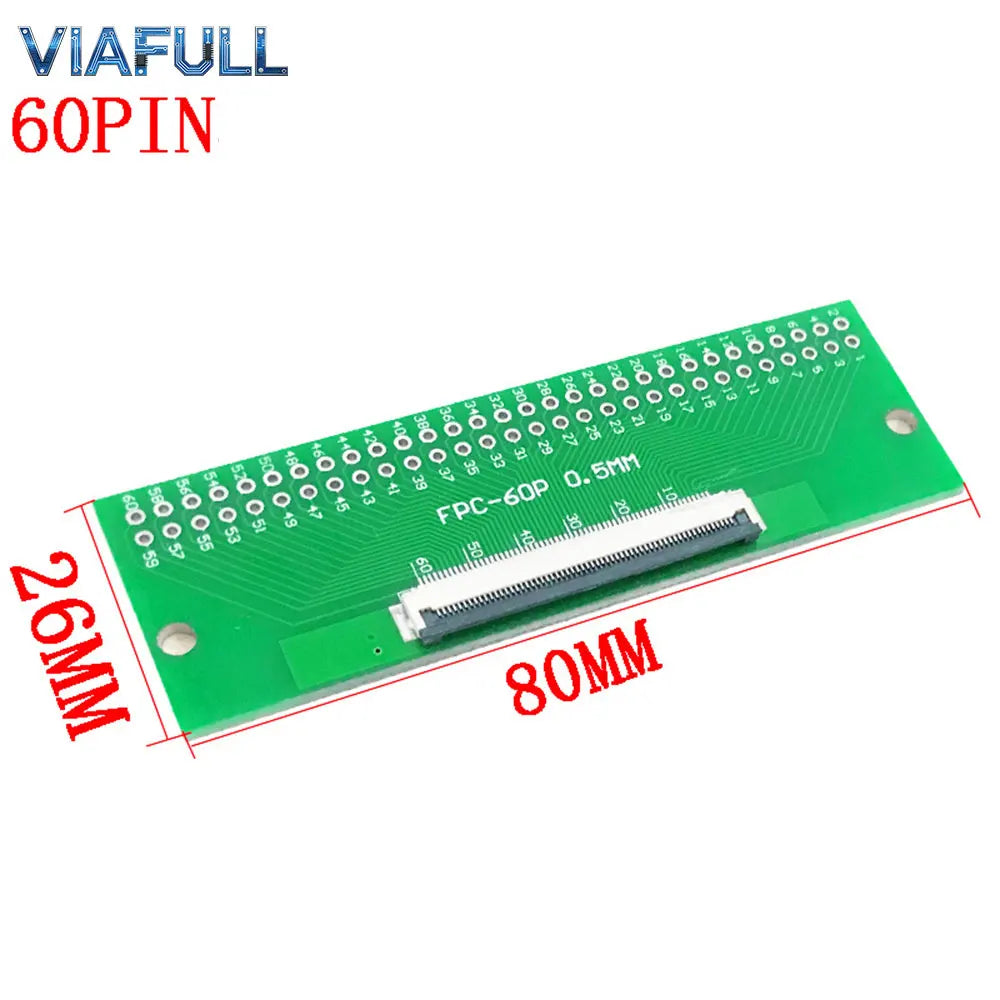 FC/FPC 6-80P to 2.54mm DIP Adapter Board 0.5mm Pitch Flexible Flat Cable Breakout PCB Soldered FR4 Double-Sided Converter Module