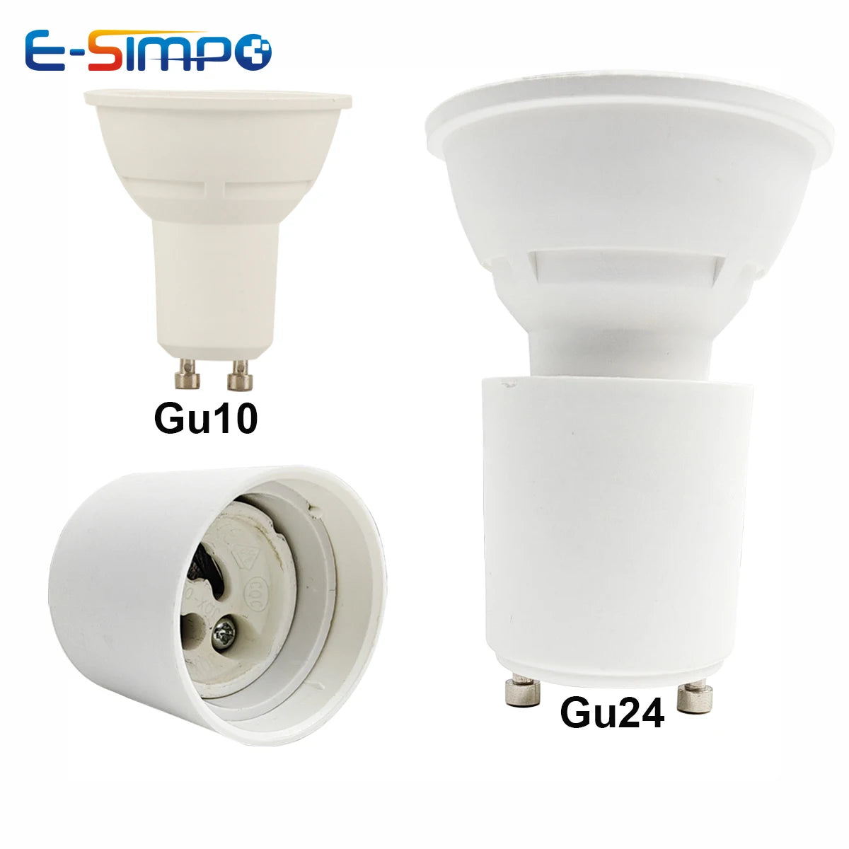 2pcs GU24 To GU10 2 Prong Pin Light Socket Adapter Lamp Holder Converter, Allow You Install Gu10 Lamp In Gu24 Socket