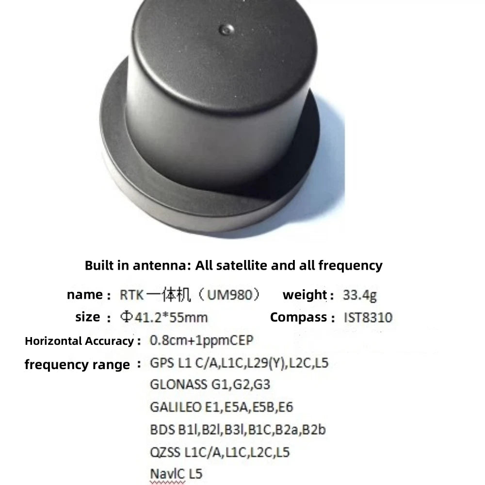 NCZOBOE Rtk All-In-One Device Zed-F9P Um980 Ist8310 Compass Gps Integrated Gnss Module