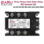 EARU Three Phase DC Control AC Solid State Relay Module SSR 10A 25A 40A 60A 80A 100A 150A 200A 5-32VDC to 24-480VAC Heat Sink