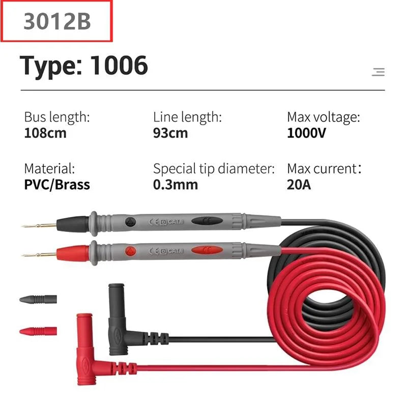 1000V 10A/20A Multimeter Test Leads, Extra Sharp Needle Tip Probe Wire Pen Cable for Digital Multimeter Tester