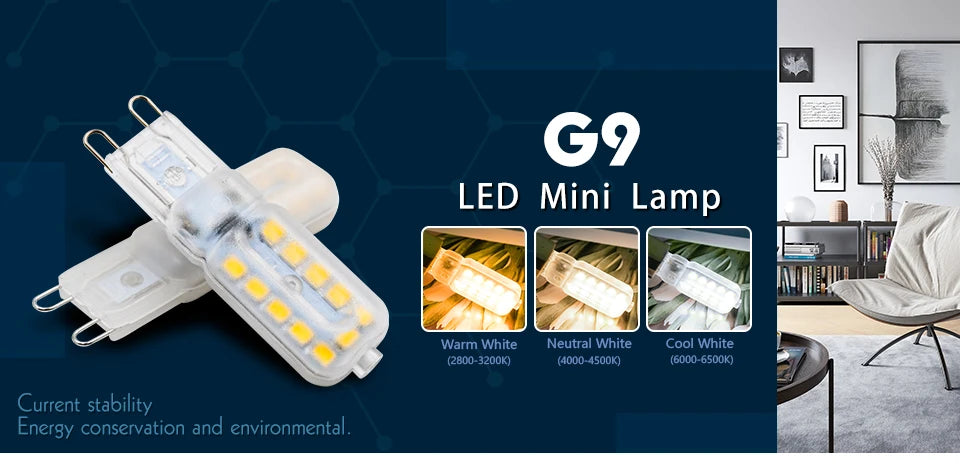 10pcs/lot G9 LED Light Bulb 220V 3W 5W 7W Cold/Warm/Natural White Spotlight for Crystal Chandelier Replace Halogen Lamp Lighting