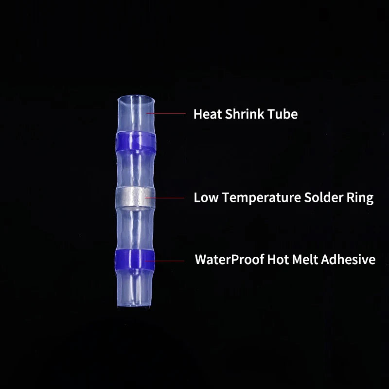 10/50/500pcs Solder Seal Wire Connectors 3:1 Crimp Heat Shrink Insulated Electrical Terminals Butt Splice Waterproof Sleeve