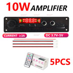 10W Bluetooth Amplifier Board MP3 Decoder Module Dual Channel DC 3.7-5V USB/TF/FM Car Audio Player with Recording Handsfree CalL