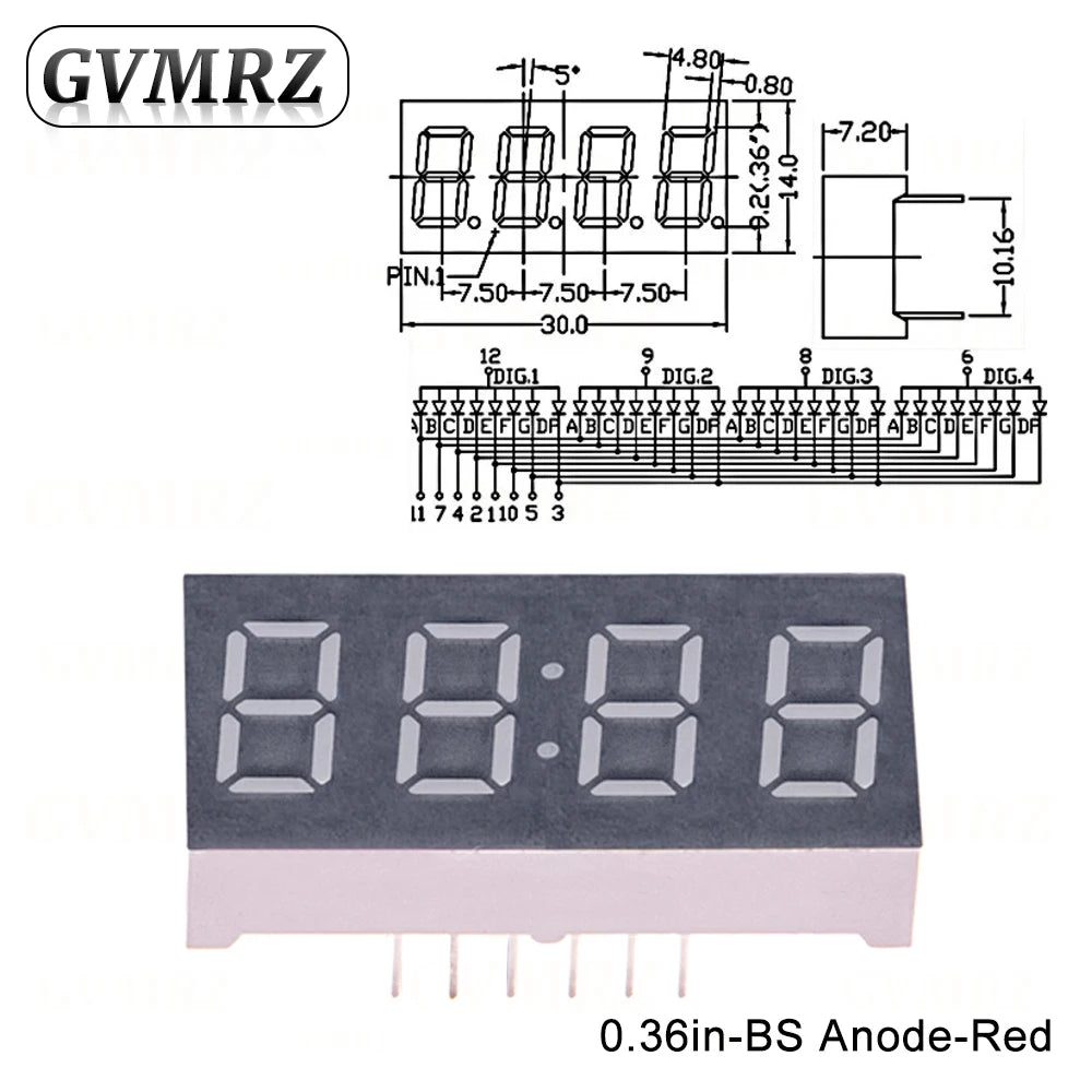 0.36inch Digital tube Common AnodeCathode Red 1 2 3 4 Bit digital Tube LED Display 7 segment