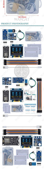 ESP8266 Weather Station Kit, Temperature & Humidity Sensor with OLED Display, Breadboard and Accessories for Arduino IoT Project