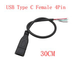 USB Type C Power Supply Cable 2/4 Pin Male Female Socket Type-C Plug Connector Adapter For Data Charging Cables Wires Repair DIY