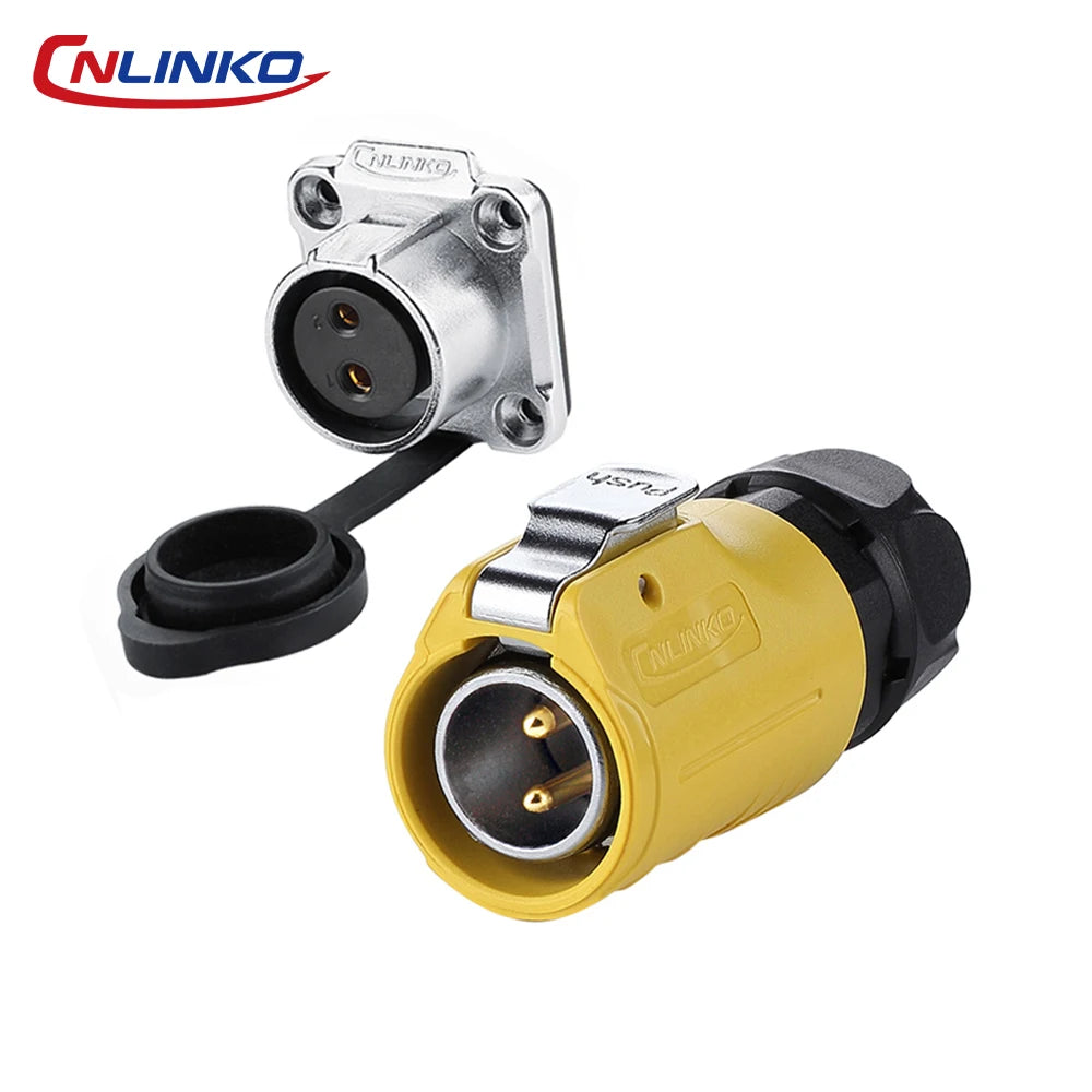 CNLINKO M20 IP68 Circular 2-5Pin 500V Connector Male/Female Solder Type, Heavy Duty Panel Mount for Industrial Equipment Marine