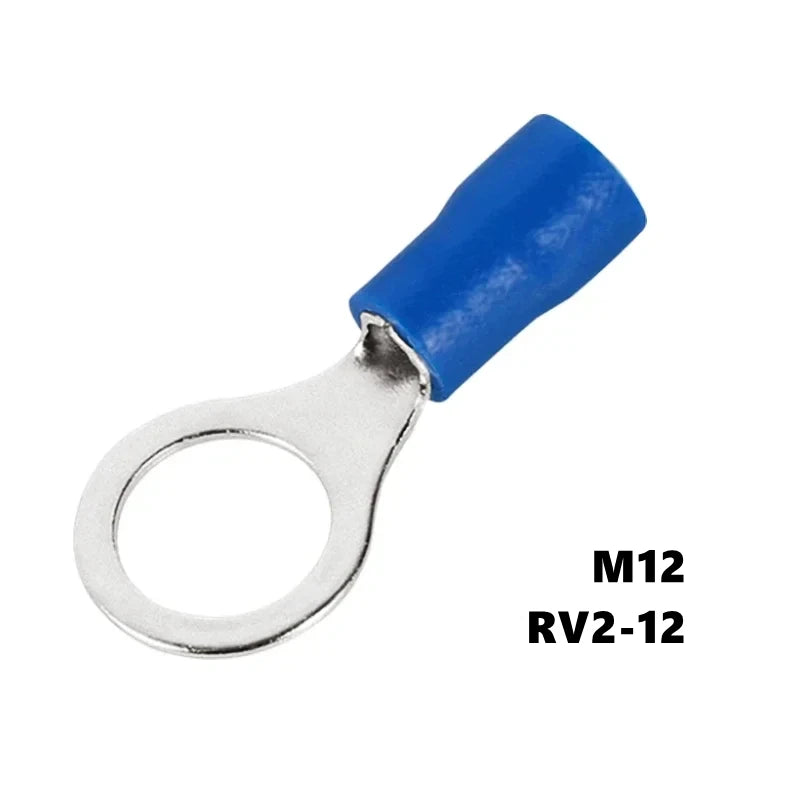 50PCS Ring Crimp Terminals Electrical Wire Connector M3/M4/M5/M6/M8/M10/M12 Insulation Ferrule Lug Quick Splice Connection Screw