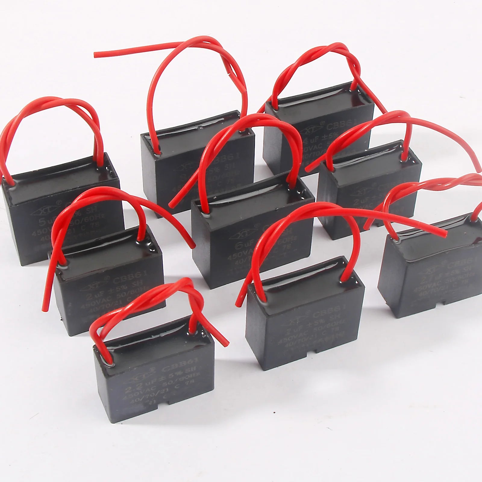 5pcs CBB61 Capacitor 450vac Fan Motor Run Starting Capacitors 0.5uf 1uf 1.5uf 3uf 4uf 8uf