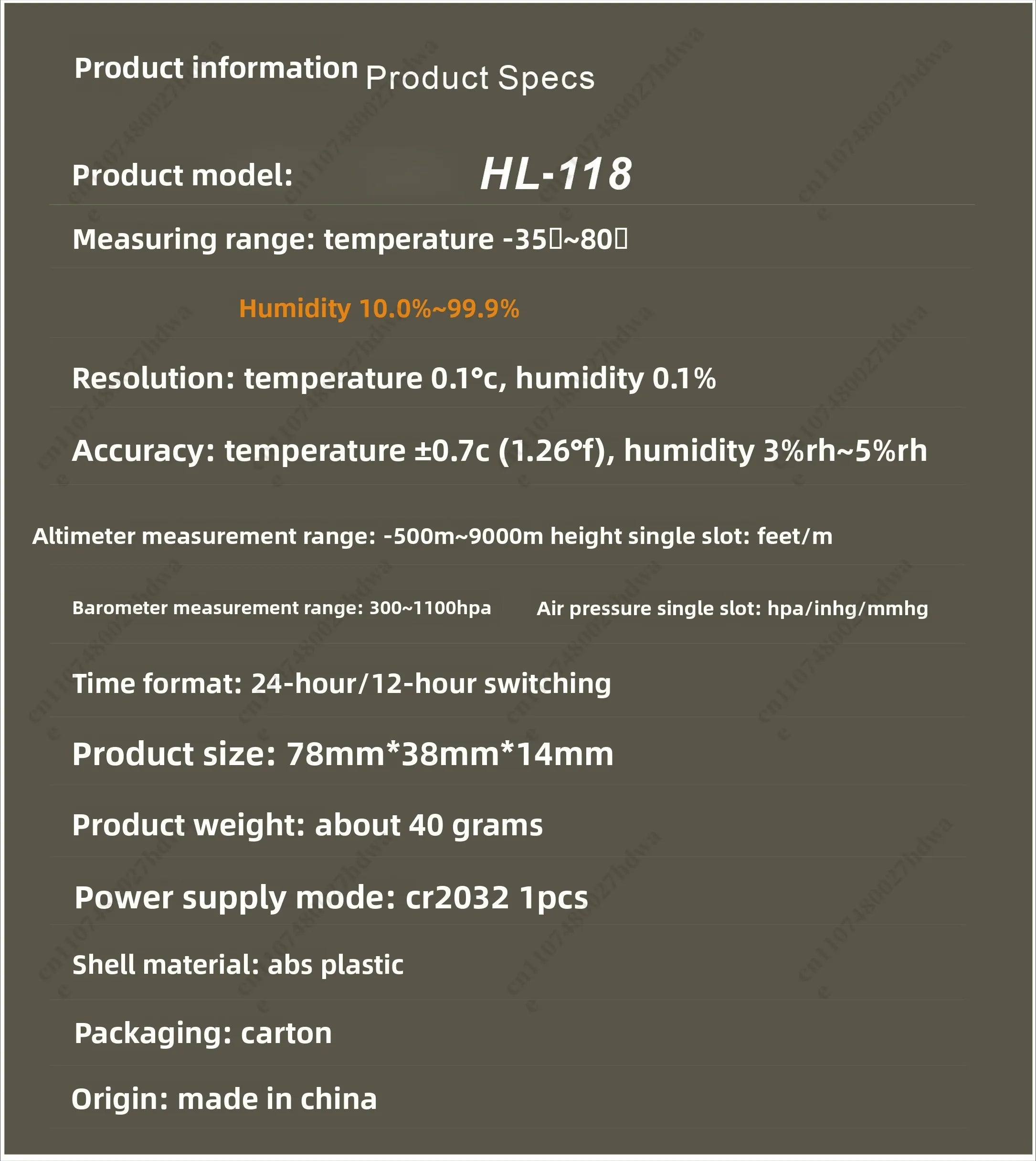 Thermohygrometer Altitude Meter Multifunctional Thermometer Barometric Pressure and Temperature Measurement