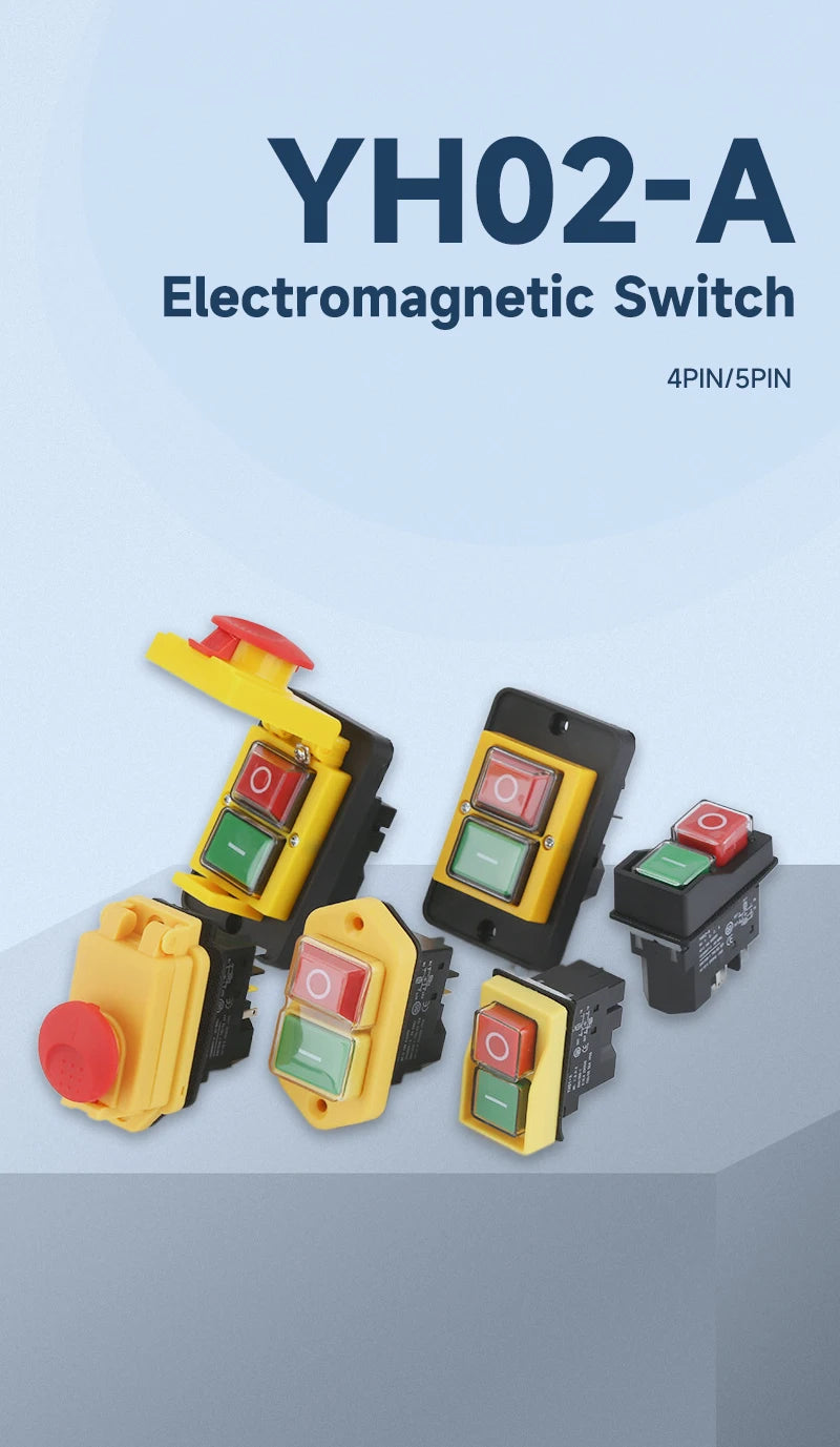YH02A Electromagnetic Starter Push Button Switches Machine Tool Equipment IP55 Waterproof Safety Witch 28A Replace KLD28A KJD17A