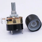 2Sets WH138 B5K B10K B20K B50K B100K B250K B500K Ohm Single Linear Taper Dimmer Potentiometer with Switch and Black Alloy Knob