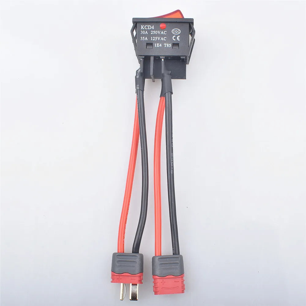 30A 32A 50A 12V 24V Battery Main Switch Large Current On-off with XT60/T Plug 14AWG Wire for RC Tug/Bait Boat 550 775 Motor