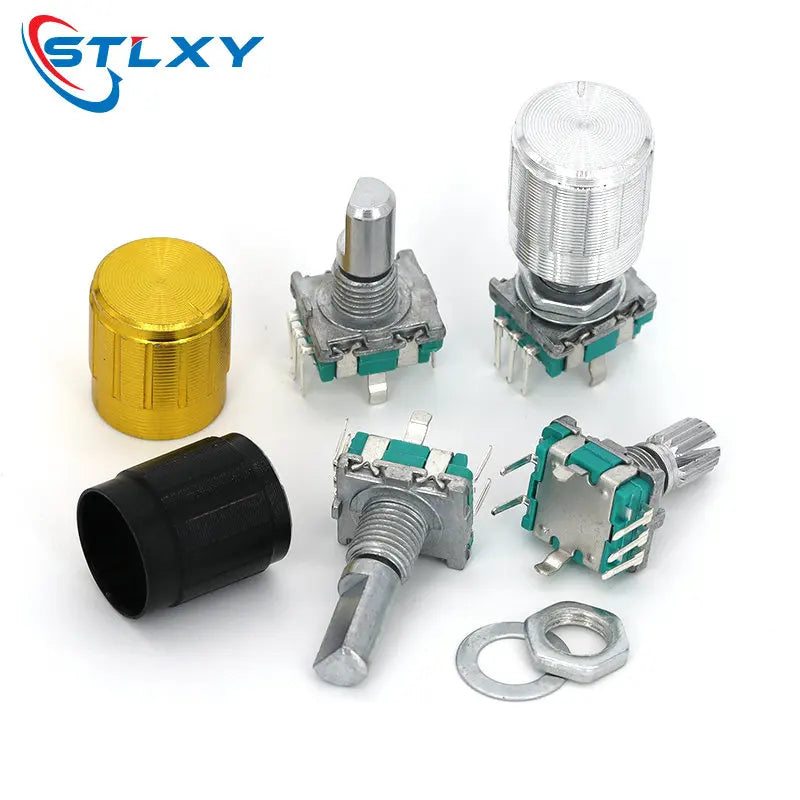 5PCS/LOT 20 Position 360 Degree Rotary Encoder EC11 w Push Button 5Pin Handle Long 15/20MM With A Built In Push Button Switch