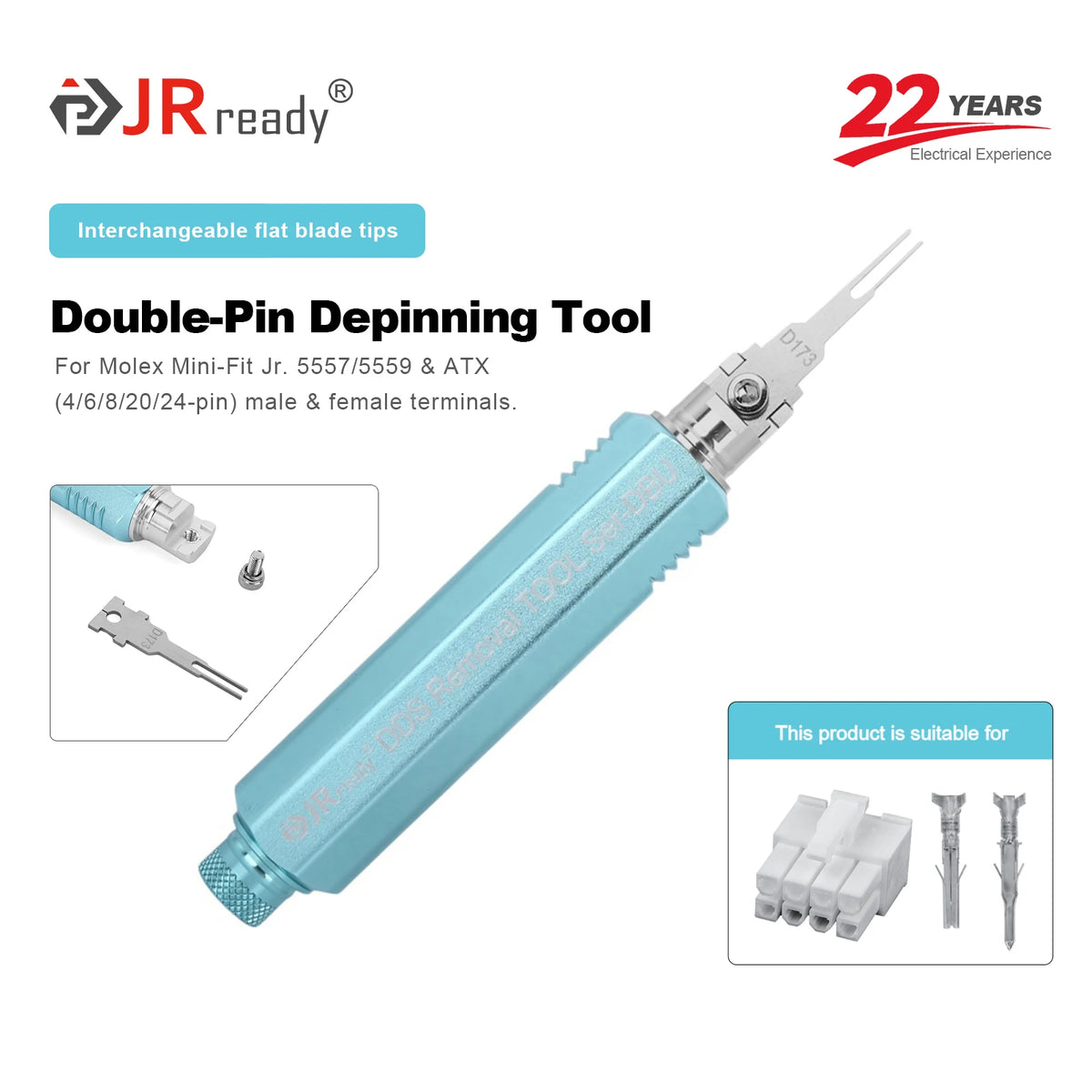 JRready JRDDS Series Terminal Tool Suitable For 5557/5559/Molex MX/AMP MCP 1.5K Connectors & VW/Audi/Skoda Automotive Terminals