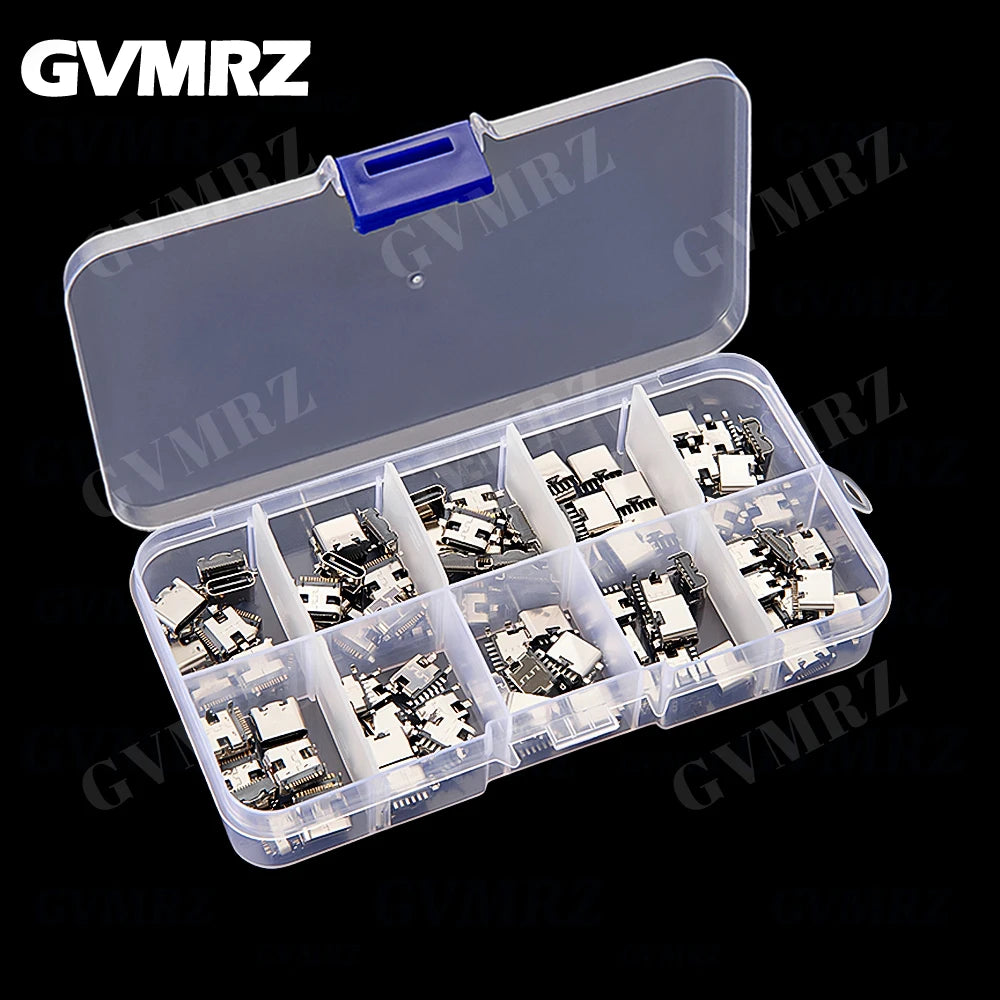100Pcs Type C USB Charging Jack Welding Connectors USB-C Socket For Mobile Phone PCB DIY Repair Kits