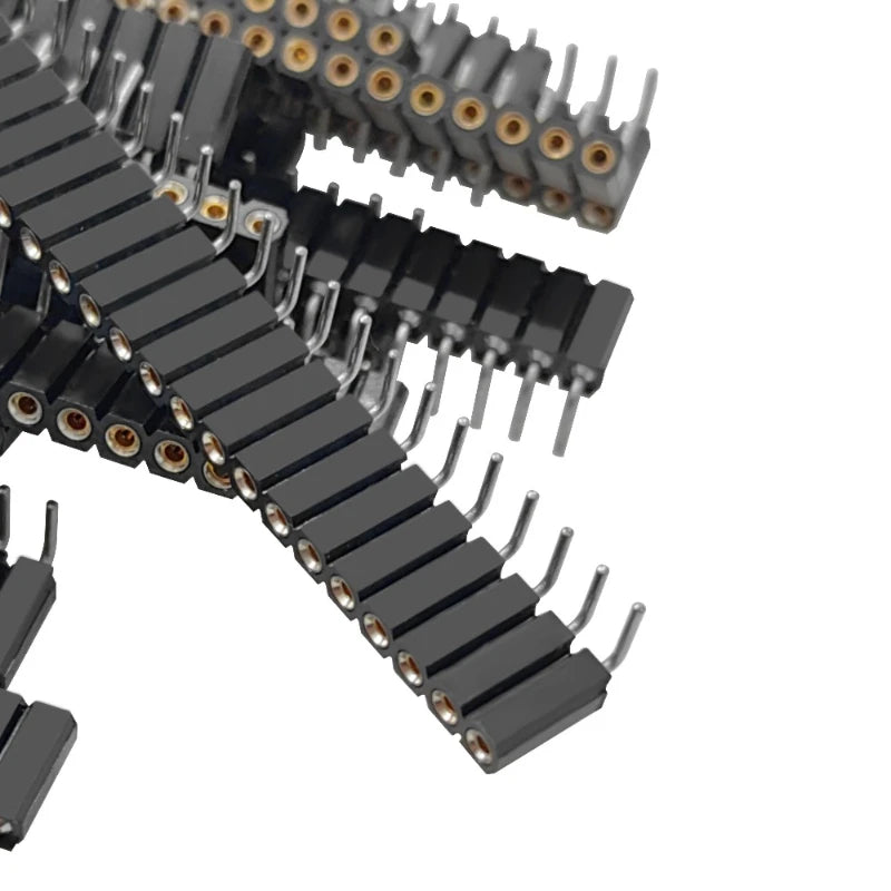 1P-40P 2.54mm Round Hole Right Angle Single Row 0.1" Breakable Stackable PCB IC Crystal Transistor Socket Female Tin Pin Header
