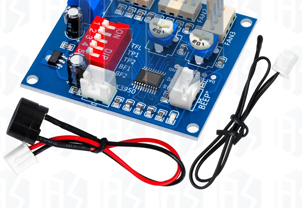 DC 12V 5A PWM PC CPU Fan Temperature Control Speed Controller Module Buzzer High-Temp Alarm NTC B 3950 Thermistor 50K