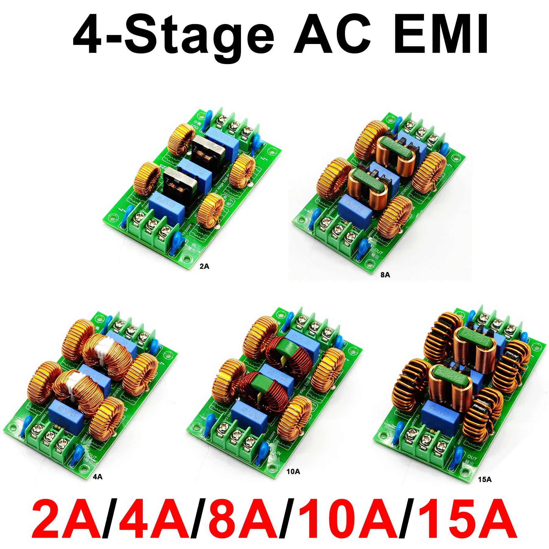 110V 220V 4-Stage AC Power EMI Filter 2A 4A 10A 15A Common/Differential Mode Noise Suppressor Purifier Audio Amp DAC Amplifer
