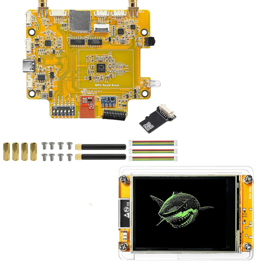 The NM-RF-Hat Companion Hat, Multi-Band RF for ESP32-2432S028 Bruce CYD CC1101 nRF24 PN532 IR TX/RX 433M OOK Power Mgmt TF Slot