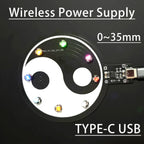 0~35mm Wireless Power Supply Transmitter Coil Induction Integration TYPE-C USB DC 5V + 5pcs Receiver Led Lamp