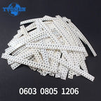 1500pcs 0603 0805 1206 SMD Resistor Kit 0ohm-10M Ohm 1% 60valuesX 25pcs=1500pcs High Precision Film Chip Resistance Kits