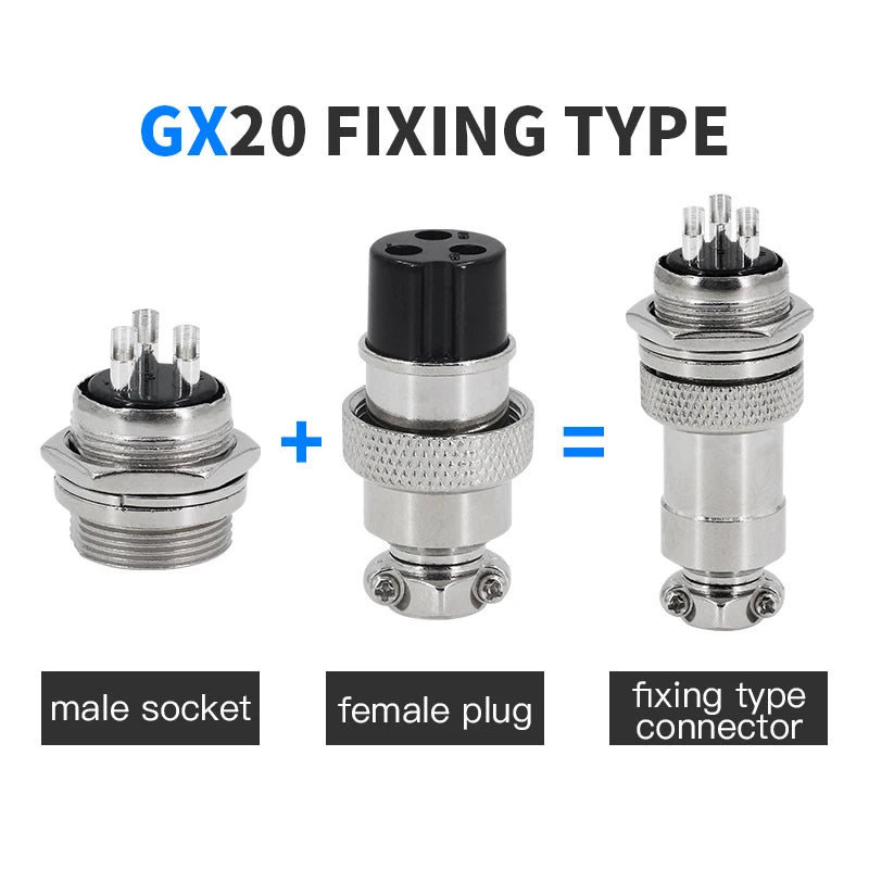 5/10Set GX12 GX16 GX20 Aviation Connector 2 3 4 5 6 7 8 9 10 12 14 15 Pin Docking Fixing Circular Metal Male Female Plug Socket
