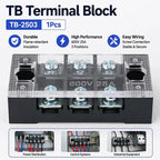 1PCS Dual Row Grounding Strip Wire Connector TB2503 Thick Copper Screw Terminal Block Flame Retardant Durable 600V 25A