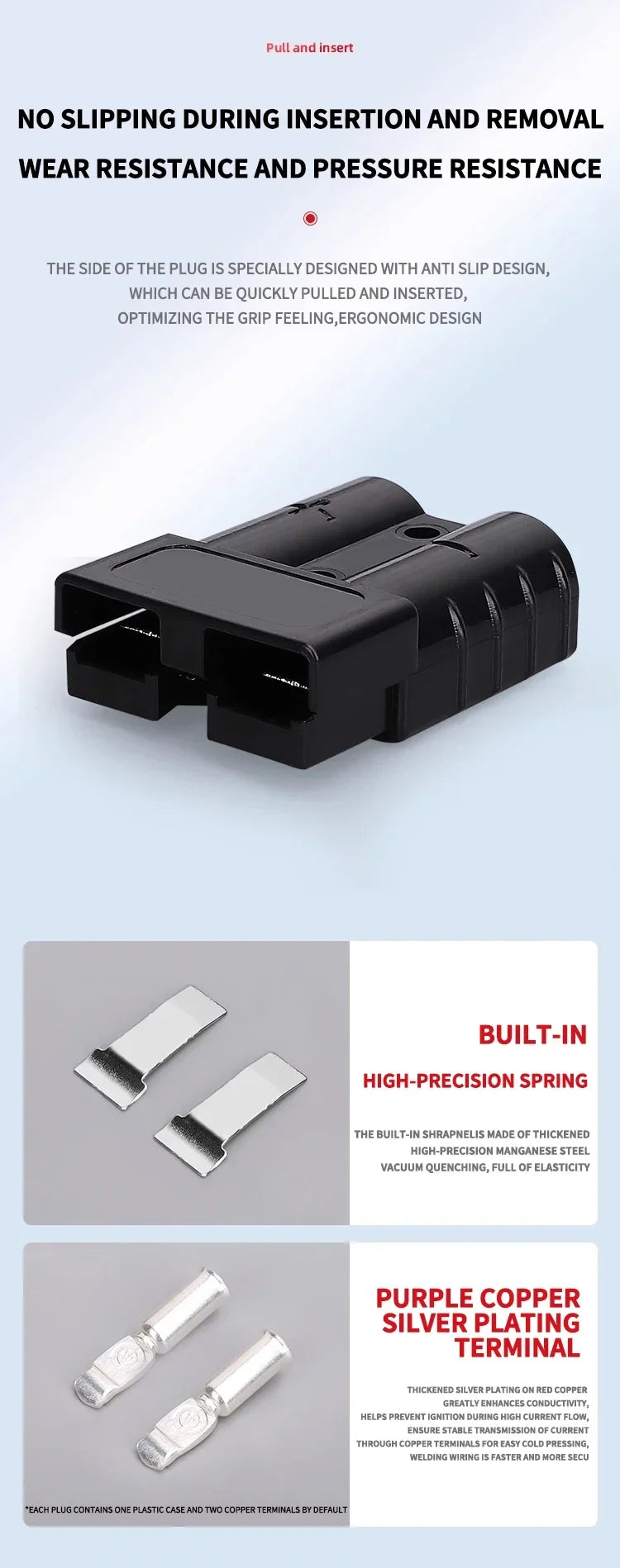 2Pairs（4PCS) High Current  Plugs 50A & 120A - Silver Plated Copper Connector Kit for Winch Motor Wiring 12-36V
