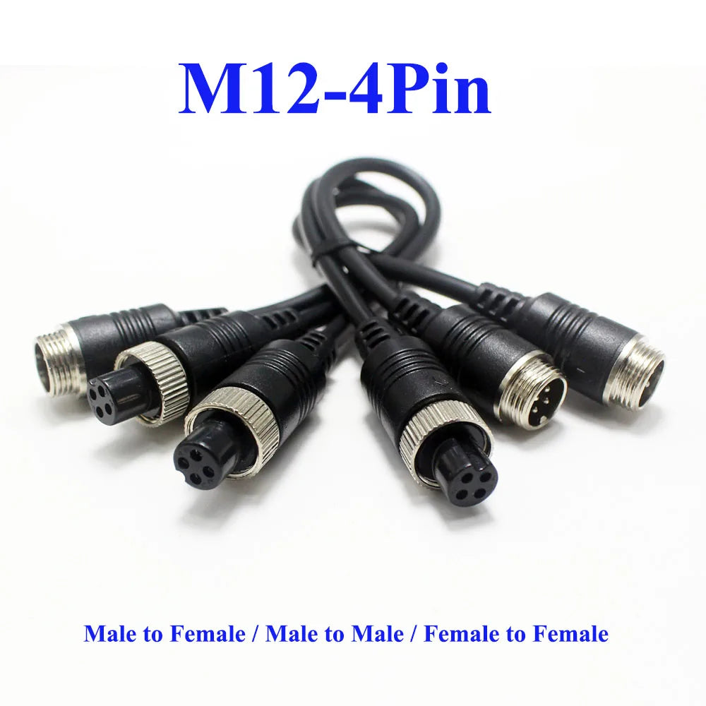 1Pcs M12 4Pin Aviation Male to Male /Female  Female to Female Extension Cable GX12 Adapter for CCTV Camera Security DVR 20CM