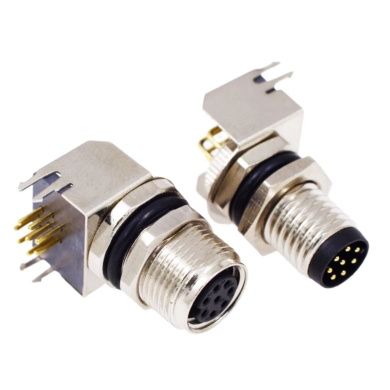 5/10 PCS M8 Male/Female Curved Straight Jack Socket 3 4 5 6 8 Pin Solder IP67/68 Waterproof PCB Panel Connector