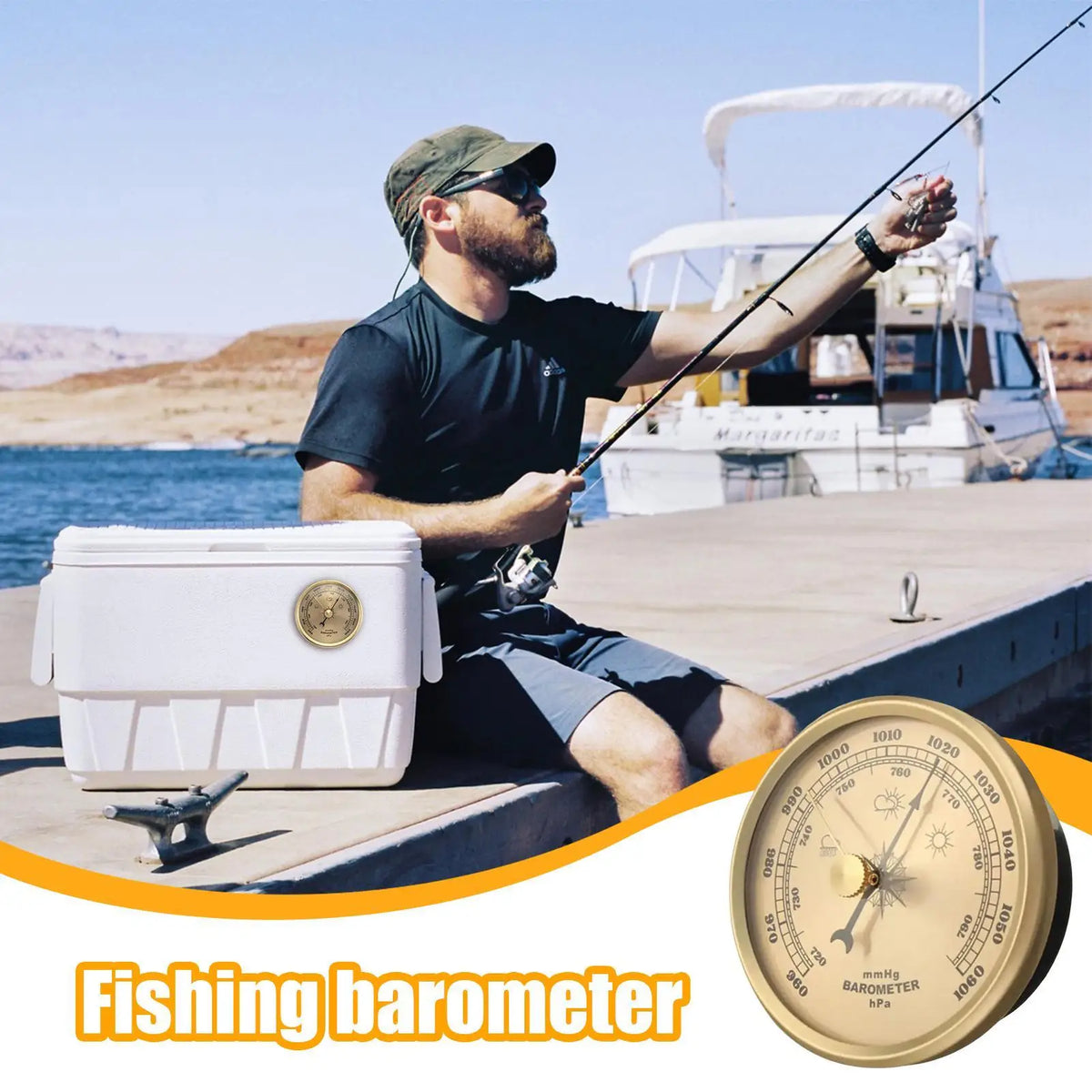 Fishing Barometer Automatic Pressure Gauge Portable Barometer for Fishing Surfing Hiking Camping Boating Hunting Activities Men