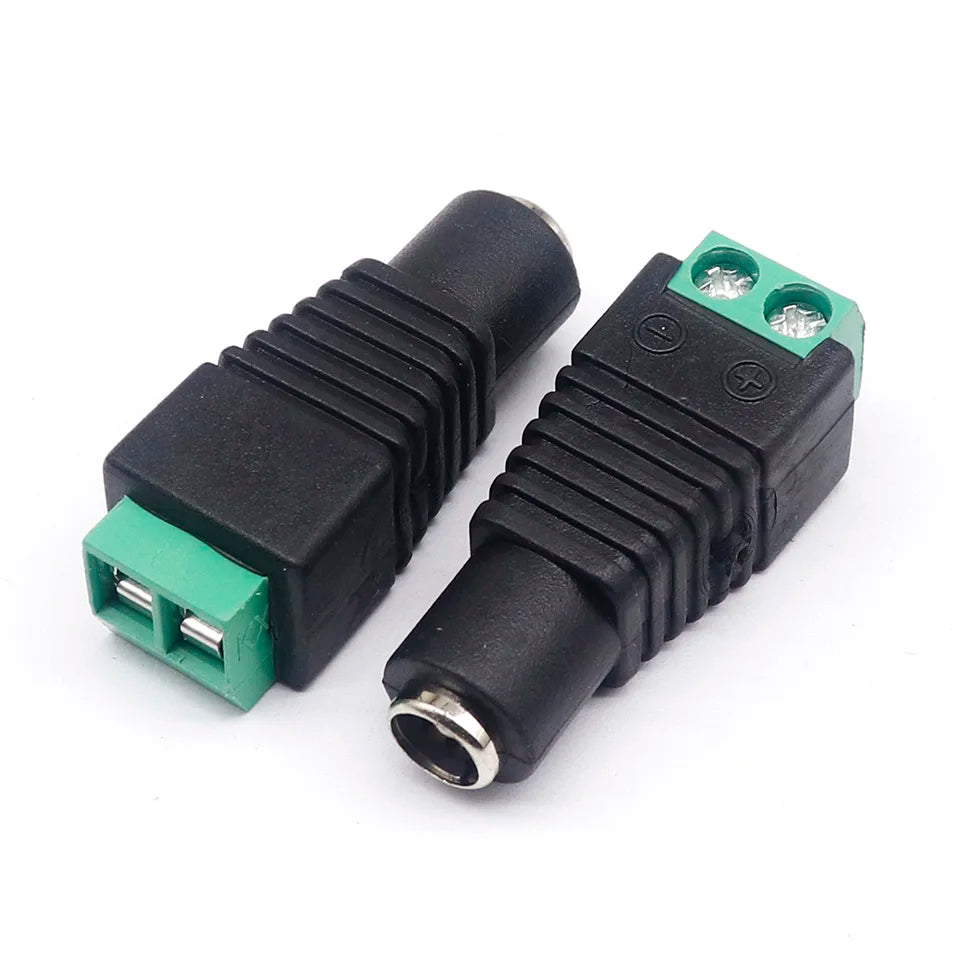 5pcsDC male and female power connector 5.5*2.1mm plug positive and negative to solderless pressure terminal LED wiring connector