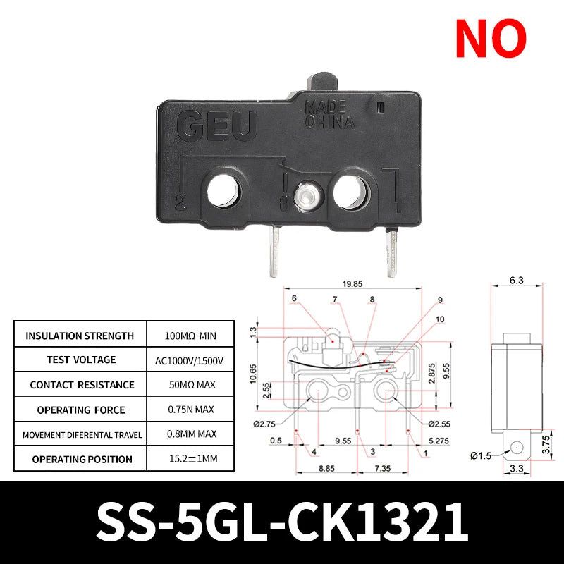 SS-5GL 2/3Pins Micro Limit Switch NO/NC/CHANGEOVER SPDT Snap Action Switch ON/OFF