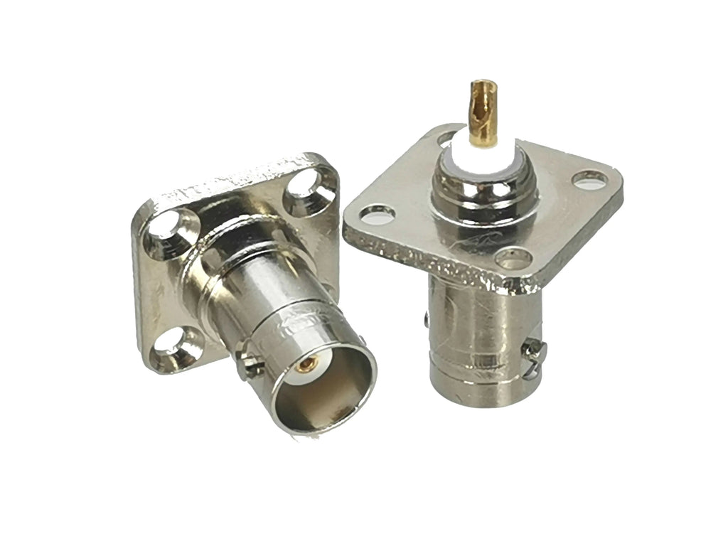 1pcs Connector BNC Jack Female 4 Holes Flange Solder Pancel Mount Wire Terminals Straight RF Coaxial Adapter New