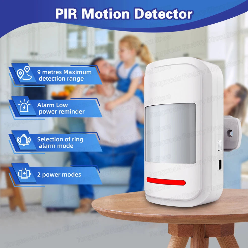 Wireless Alarm Security System Infrared PIR Motion Sensor Detector with Doorbell / Alarm Sound Remote Control to Arm/Disarm SOS