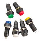 Round Push Button Switch, Self-Locking, Self-Recovery, 12mm, 3A 250V, AC, 2 Pin, PBS-11A, PBS-11B, 6Pcs