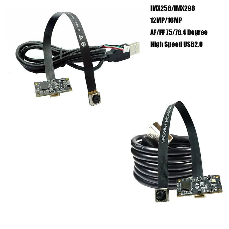 16MP/12MP HD IMX298/IMX258 USB Camera Module AF/FF 75 Degree 30FPS  MJPEG YUY2 UVC-compliant, Plug and Play for Industrial