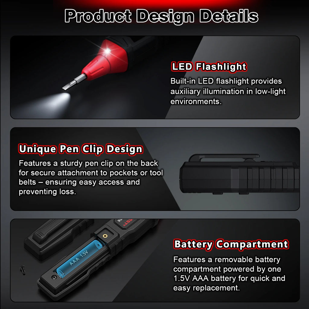 HABOTEST Digital Voltage Tester Pen HT91E+ LCD AC Voltage Detector 12-300V Live Neutral Wire Finder Flashlight  Electrical Tool