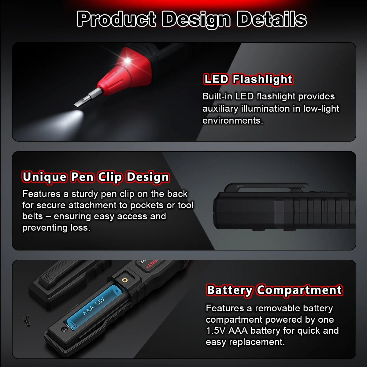 HABOTEST Digital Voltage Tester Pen HT91E+ LCD AC Voltage Detector 12-300V Live Neutral Wire Finder Flashlight  Electrical Tool