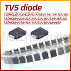10PCS 1.5SMC6.8A 7.5 8.2 9.1 10 11 12 13 15 16 18 20 22 24 27 30 33 36 39 43 47 51 56 62 68A Unidirectional TVS diode
