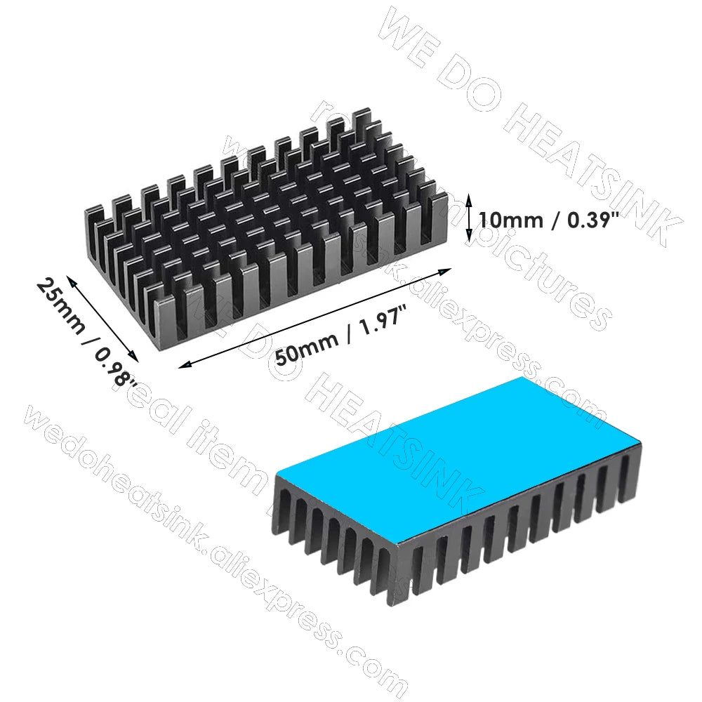 WE DO HEATSINK 50x25x10mm Heatsink Aluminum Black Anodize Heat Sink Cooler With Blue Thermal Pad