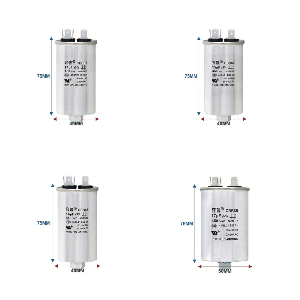CBB65 Air Conditioner Capacitor Bottom with Screw 5UF 10UF 15UF 20UF 25UF 30UF 35UF 40UF 50UF 60UF 70UF 80UF 100UF 450V Screw
